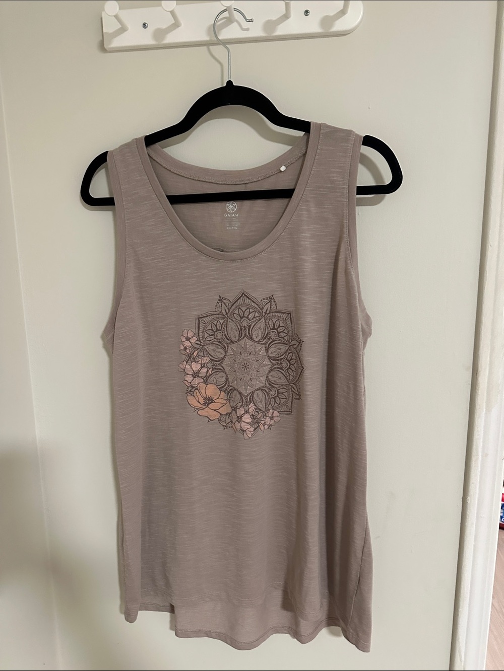 GAIAM Dusty Mauve Tank Top with Floral Mandala Print